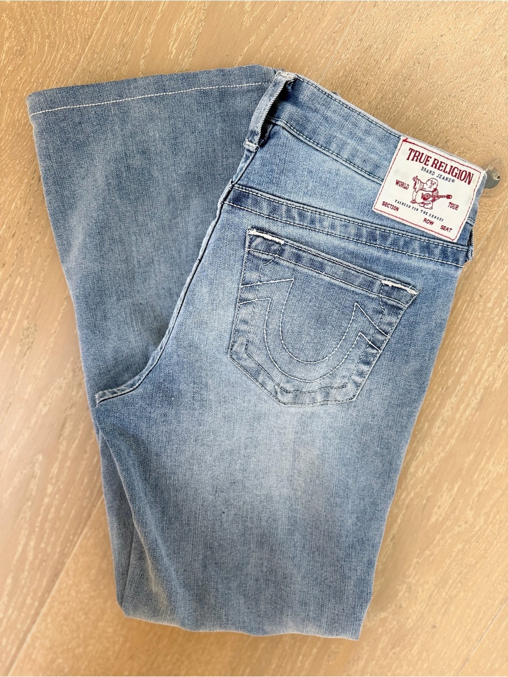 True Religion Women’s Light Wash Bootcut Cropped Jeans
